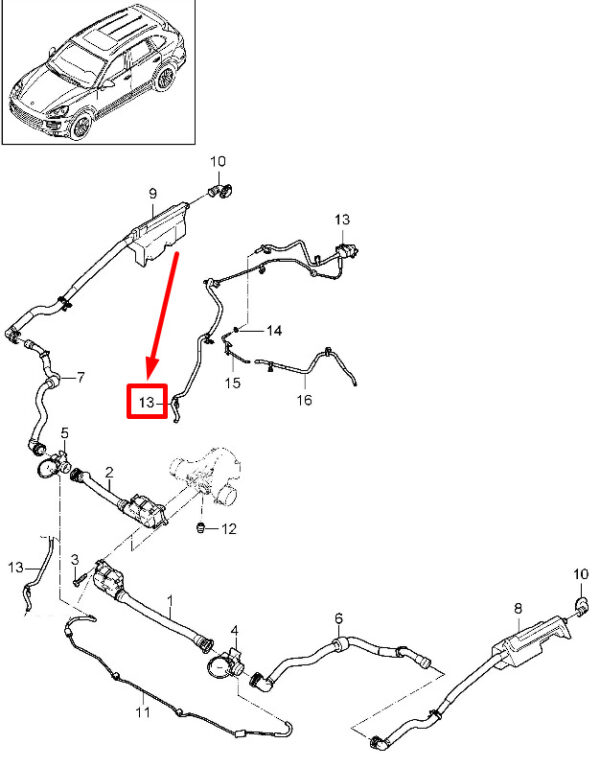 95811054510 - Porsche Cayenne 92a Diverter Valve Vacuum Line 95811054510 NEW REAL