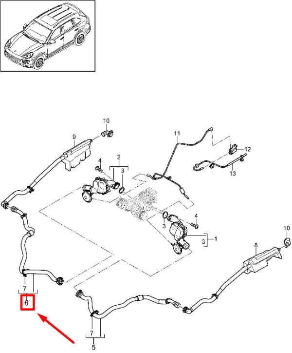 95811074201 - Porsche Cayenne 92A interconnector air cooler right 95811074201 NEW
