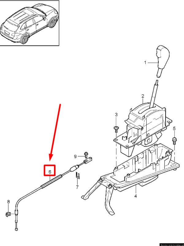 95842603301 - Porsche Cayenne 92a Switching Mechanism Cable 95842603301 NEW ORIGINAL