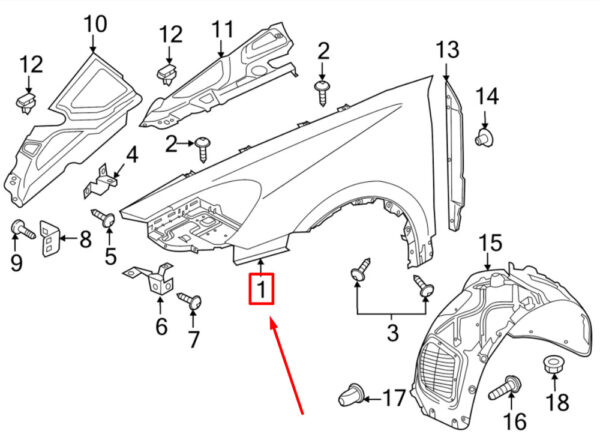 95850303103GRV - PORSCHE CAYENNE 92A Front Left Fender Wing Panel 95850303103GRV NEW