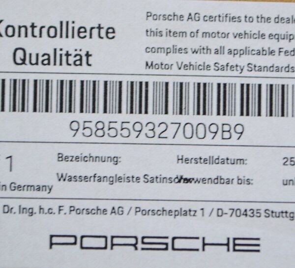 958559327009B9 - Porsche Cayenne 92A windshield left deflector 998559327009B9 new original