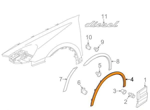 958559727209B9 - Porsche Cayenne 92A Front Left Arc Fender 99855972720 9B9 NEW