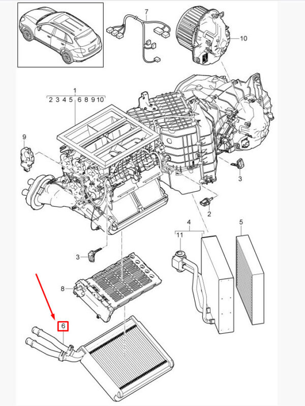 95857232600 - PORSCHE CAYENNE 92A HVAC Heater Core LHD 95857232600 NEW GENUINE