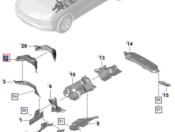 95882562100 - Porsche Cayenne 9y0 Upper Firewall Heat Protection 95882563100 NEW Original