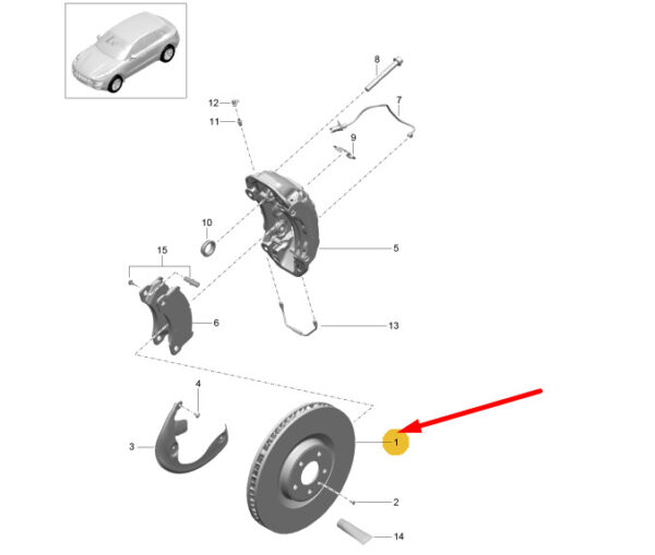 95B615302J - Porsche Macan 95B Front Right Brake Disc 95B615302J NEW GENUINE