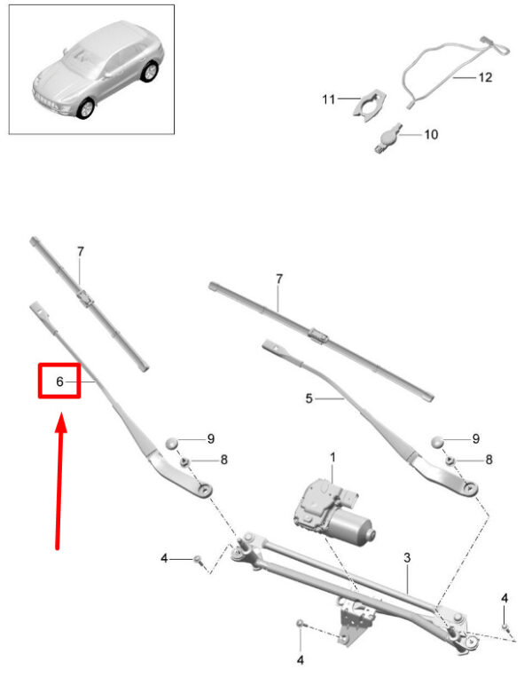 95B955408A - Porsche Macan 95b wiper arm front left 95B.955.408.A 95B955408A NEW original