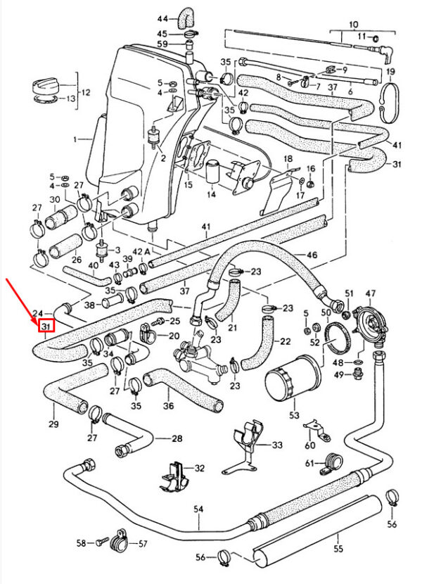 96420714300 - Porsche Carrera 911 964 oil tank ventilation hose 96420714300, new original
