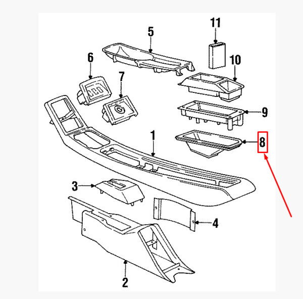 964552159001DB - Porsche 911 964 Carrera center console storage compartment insert 964552159001DB NEW