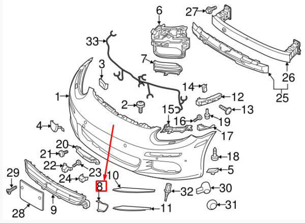 970505544031E0 - PORSCHE PANAMERA 970 FRONT BUMPER RIGHT COVER 970505544031E0 GENUINE