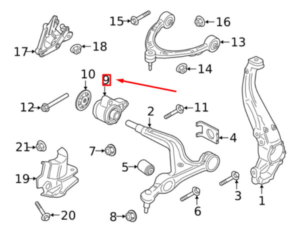 971407182B - Porsche Panamera 971 Front Right Wishbone Bushing 971407182B NEW GENUINE