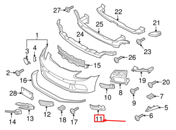 971807485OK1 - Porsche Panamera 971 bumper insert front left 971807485OK1 NEW ORIGINAL