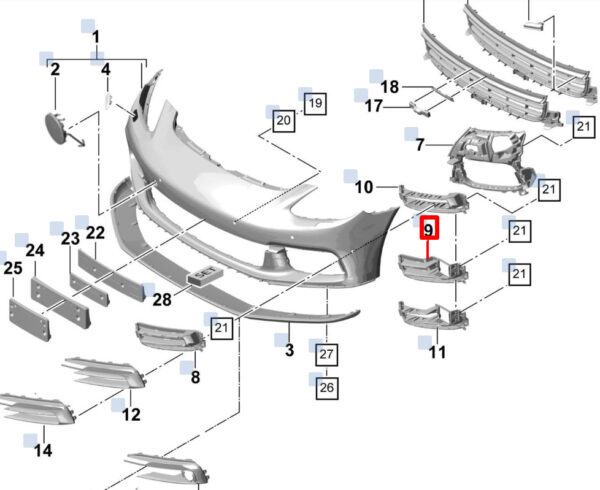 971807985OK1 - Porsche Panamera 971 bumper front left support disc 971807985OK1 NEW