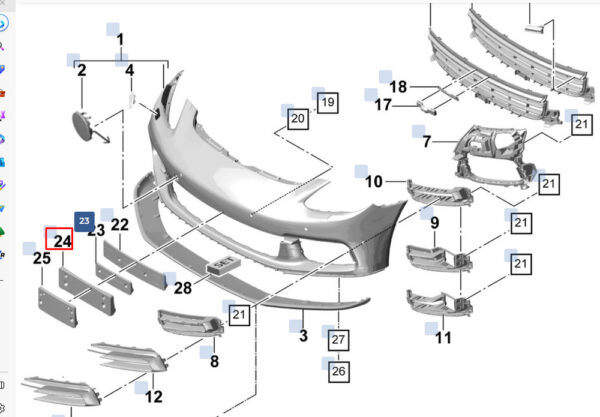 971807999DOK1 - Porsche Panamera 971 license plate holder for front bumper 971807999DOK1 part