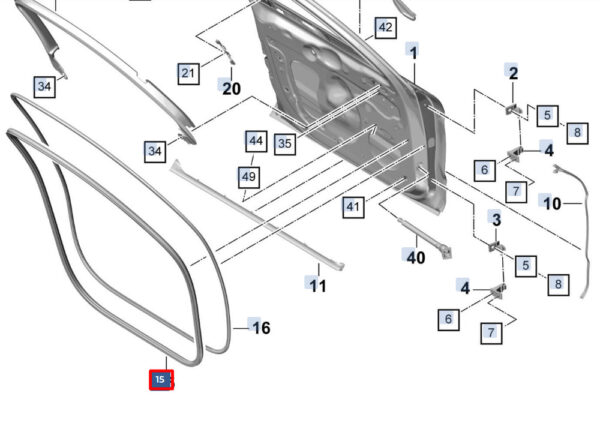 971831721A - Porsche Panamera 971 door gasket inside front left 971831721A NEW ORIGINAL