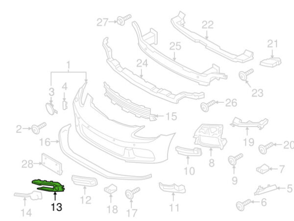 971853323AOK1 - Porsche Panamera 971 Front Bumper Left Edge Bar 971853323AOK1 GENUINE