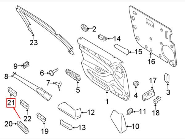 971962125FOV3 - Porsche Panamera 971 Front Left Central Lock Switch 971962125FOV3 NEW