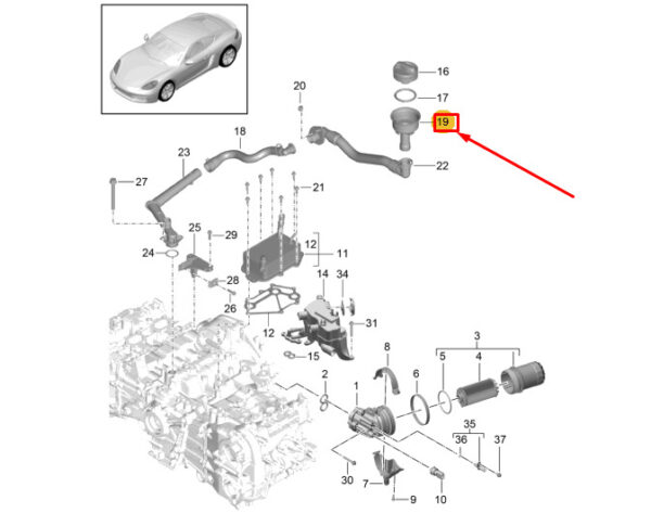 98110716005 - Porsche 718 Cayman 982 Engine Oil Filler Neck 98110716005 NEW GENUINE