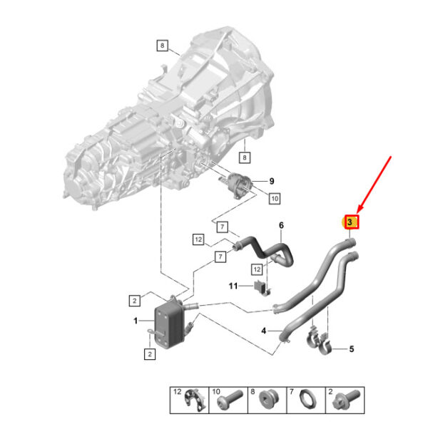 98130707700 - Porsche 718 Cayman 982 Transmission Coolant Return Hose 98130707700 GENUINE