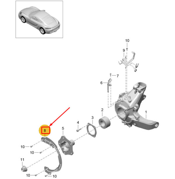 98135280202 - Porsche 718 Cayman 982 Brake Dust Cover Rear Right 98135280202 NEW GENUINE
