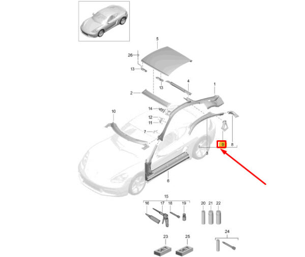 98150256600GRV - Porsche 718 Cayman 982 Fender Rear Right Side Panel 98150256600GRV