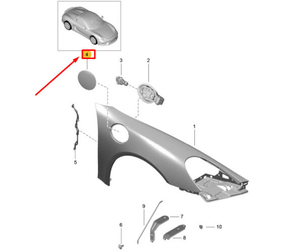 98150303400GRV - Porsche Boxster Spyder 981 Fuel Filler Door 98150303400GRV NEW GENUINE