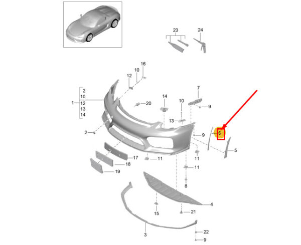 98150562800 - Right Spoiler Adhesive Film for Porsche Boxster Spyder 981 98150562800