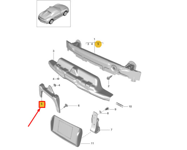 98150563900 - Porsche Boxster Spyder 981 Rear Bumper Retaining Strap 98150563900 Genuine Part