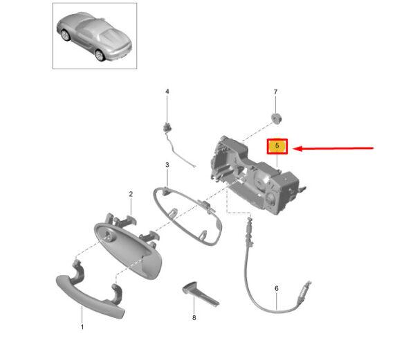 98153706305 - Porsche Boxster Spyder 981 Left Exterior Door Handle Base 98153706305 New Genuine