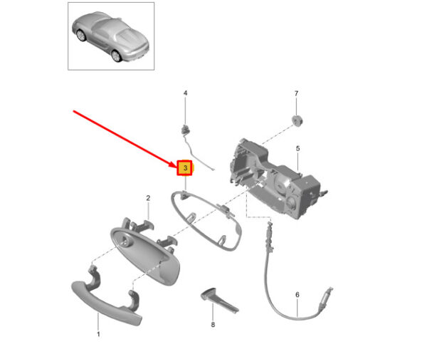 98153744502 - Outer Left Door Handle Gasket for Porsche Boxster Spyder 981 98153744502