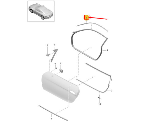 98153748204 - Porsche 718 Cayman 982 Trim Door Upper Front Right 98153748204 NEW GENUINE
