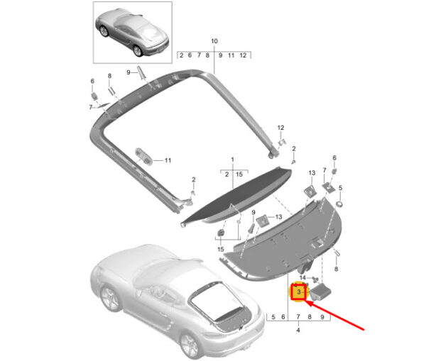 981555598004H0 - PORSCHE 718 CAYMAN 982 TAILGATE PULL HANDLE 981555598004H0 NEW GENUINE