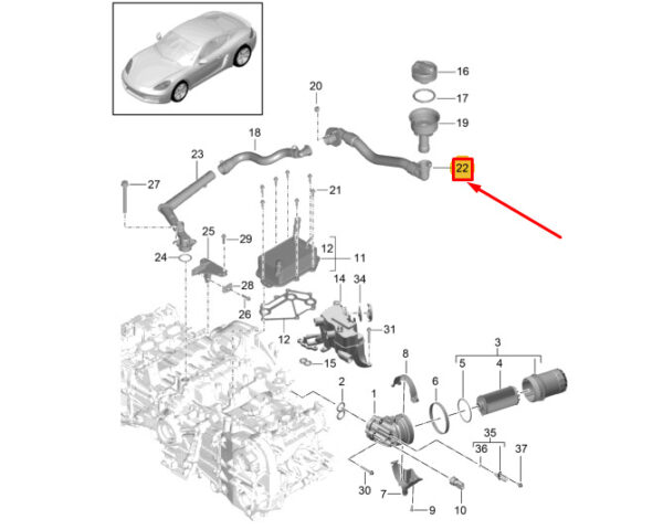 982115653A - Porsche 718 Cayman 982 Engine Oil Filler Pipe 982115653A NEW GENUINE