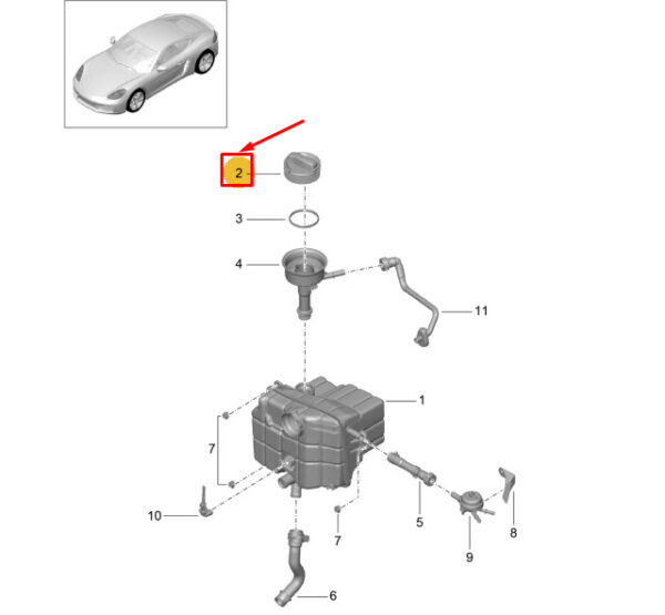 982121155C - Porsche 718 Cayman 982 Expansion Tank Cap 982121155C NEW GENUINE