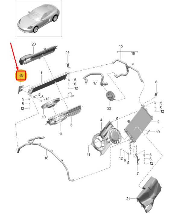 982121383C - Porsche 718 Cayman 982 Left Radiator Bracket 982121383C NEW GENUINE