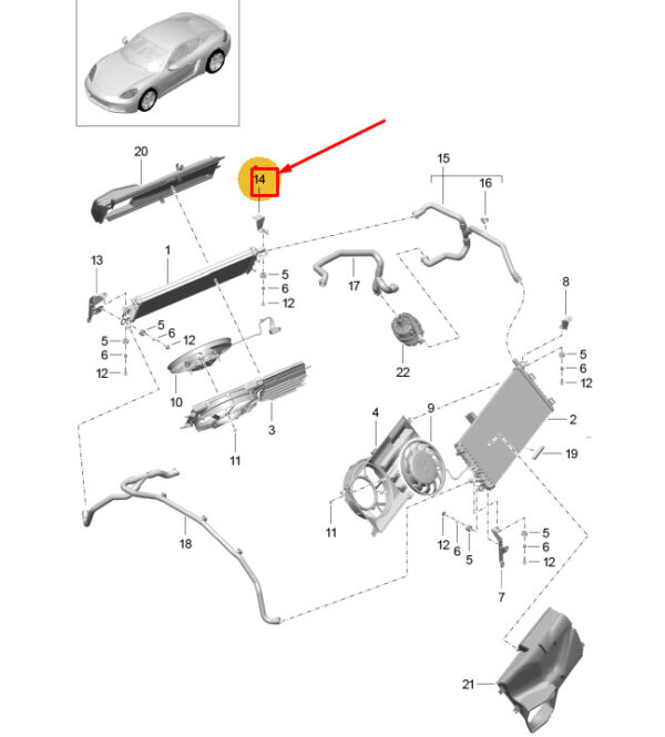 982121384C - Porsche 718 Cayman 982 Right Radiator Bracket 982121384C NEW GENUINE