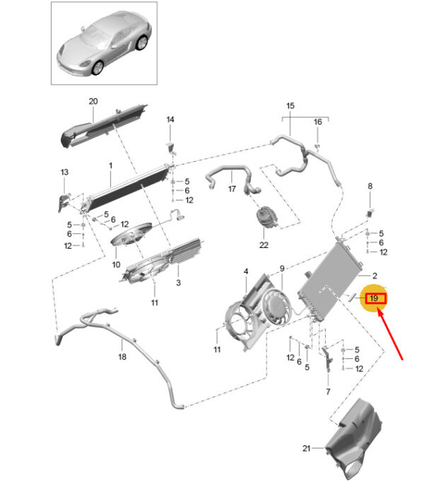 982121843 - PORSCHE 718 CAYMAN 982 ENGINE RADIATOR EDGE PROTECTOR 982121843 NEW GENUINE