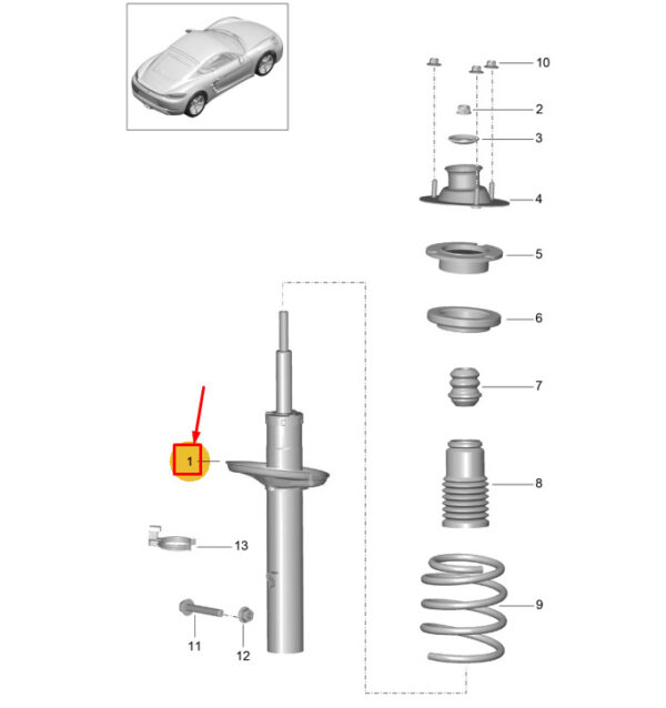 982513031D - Porsche 718 Cayman 982 Rear Shock Absorber 982513031D NEW GENUINE