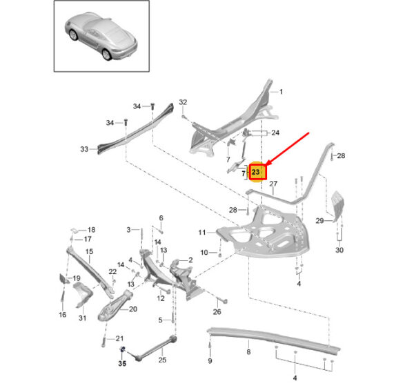 982616214B - Porsche 718 Cayman 982 Headlight Level Sensor Rear Left 982616214B