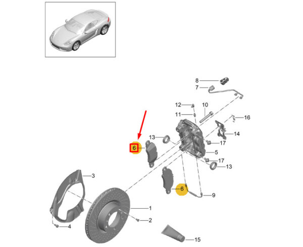 982698151B - Porsche 718 Cayman 982 Front Brake Pads Set 982698151B NEW GENUINE