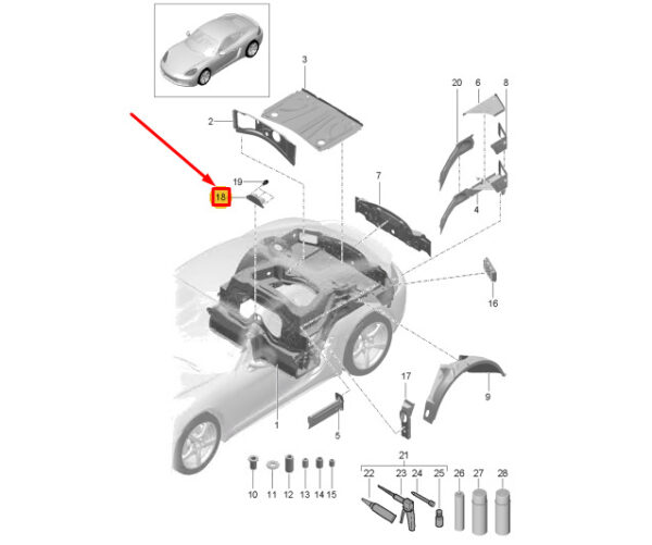 982803461GRV - Porsche 718 Cayman 982 Rear Deformation Element 982803461GRV NEW GENUINE