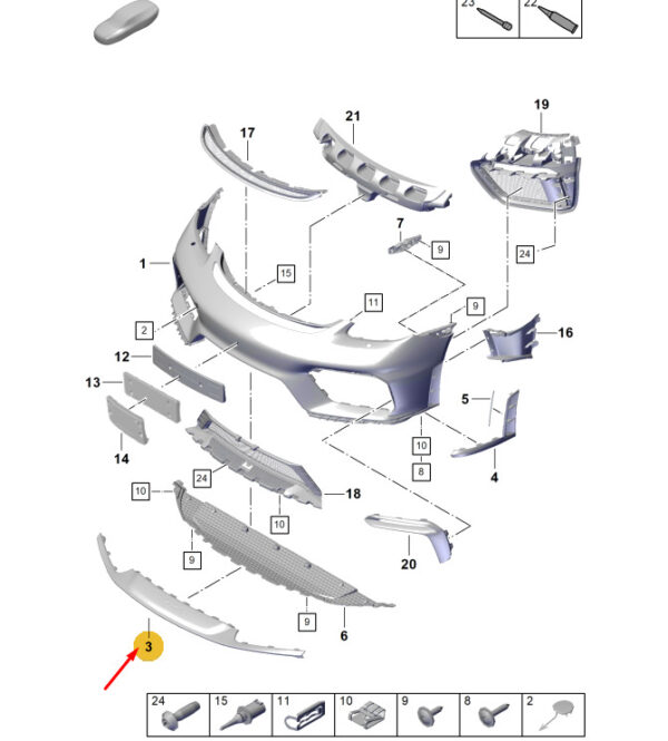 982807543GOK1 - Porsche Boxster Spyder 982 Front Spoiler 982807543GOK1 NEW ORIGINAL