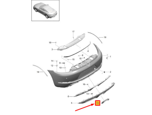 982815099OK1 - Porsche 718 Cayman 982 Rear Tailpipe Trim 982815099OK1 NEW GENUINE
