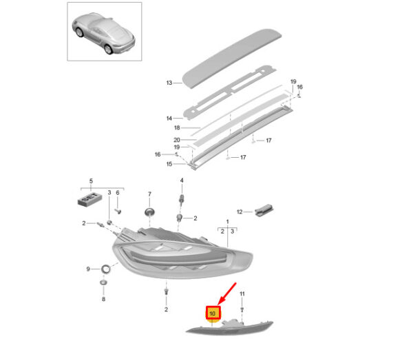 982945704N - Porsche 718 Cayman 982 Rear Right Fog Light 982945704N NEW GENUINE
