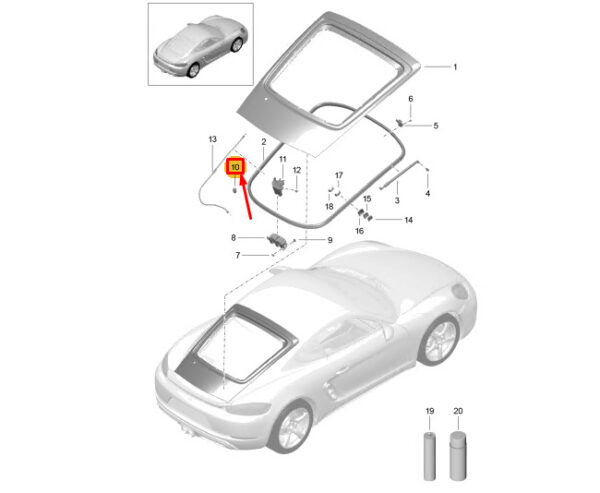 98751298700 - Porsche 718 Cayman 982 Rubber Buffer for Rear Actuator Cover 98751298700