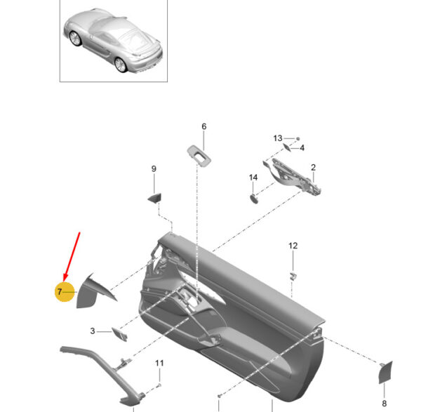 991555722025Q0 - Porsche Cayman 981 GT4 door trim front right 991555722025Q0, original
