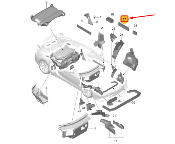 99157254300 - Porsche Boxster Spyder 981 Fender Foam Part 99157254300 NEW GENUINE