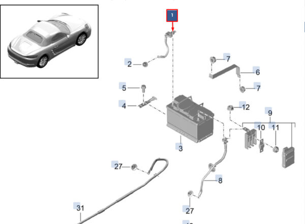 99161104303 - Porsche 718 Cayman 982 Grounding Line LHD 99161104303 NEW ORIGINAL