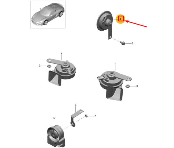 99163711702 - Porsche Boxster Spyder 981 Anti-Theft Horn Signal 99163711702 NEW GENUINE