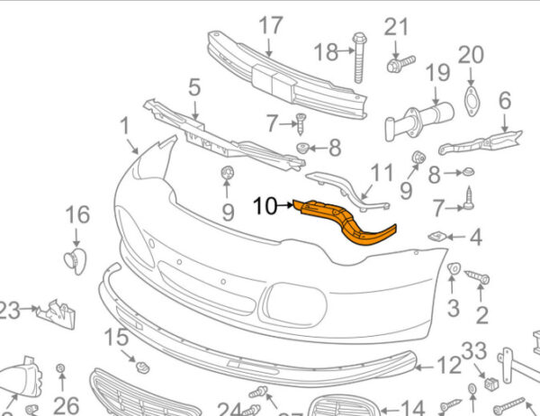 99650553903 - Porsche 911 996 front bumper left strip molding 99650553903 NEW REAL