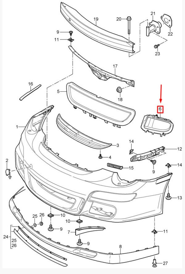 99750556392 - Porsche 911 997 GT3 bumper holder front left 99750556392 new original